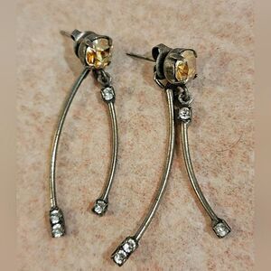 #Sabika Metallic Sunshine Fun Studs With Dangling Ear Jackets Antique Gold